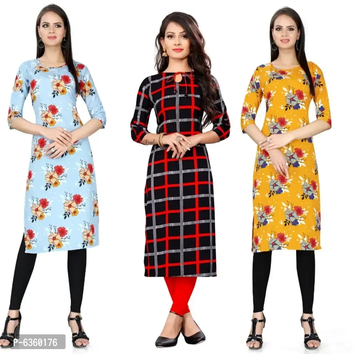 Women Printed Crepe Straight Kurti (Pack Of 3) uploaded by Smart Store on 5/5/2023