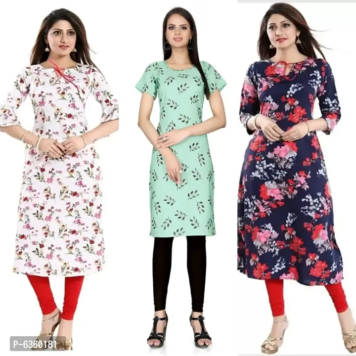 Women Printed Crepe Straight Kurti (Pack Of 3) uploaded by Smart Store on 5/5/2023