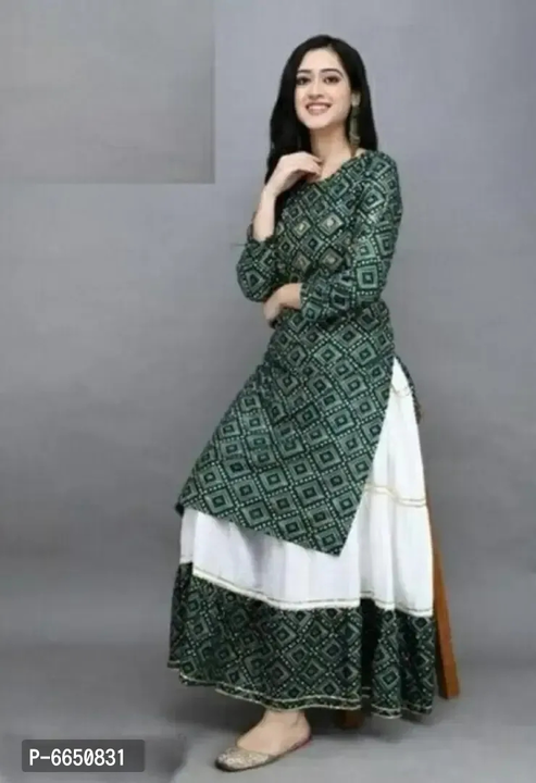 Elegant Rayon Bandhani Printed Kurta With Sharara Set For Women uploaded by Smart Store on 5/5/2023