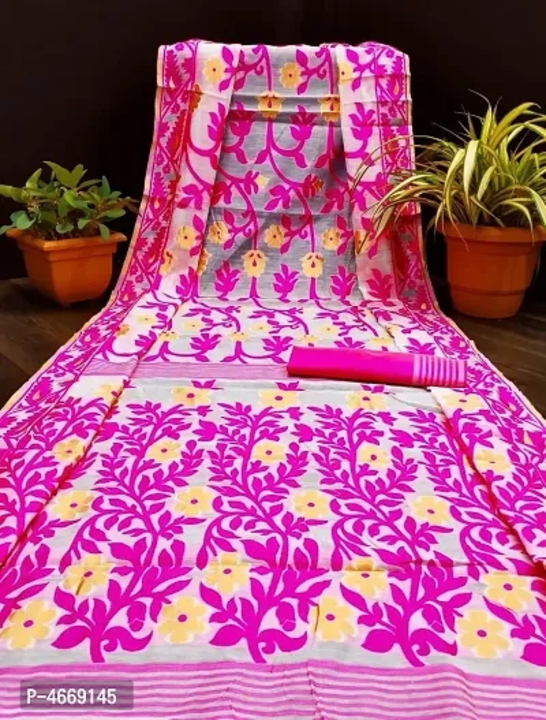 Women's Cotton Jamdani Work Jacquard Fancy Printed Saree With Blouse Piece uploaded by Smart Store on 5/29/2024