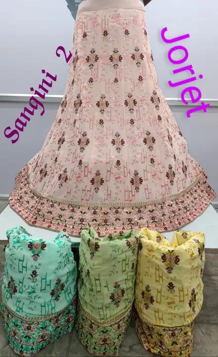 Gorgette and net lehenga  uploaded by business on 5/5/2023