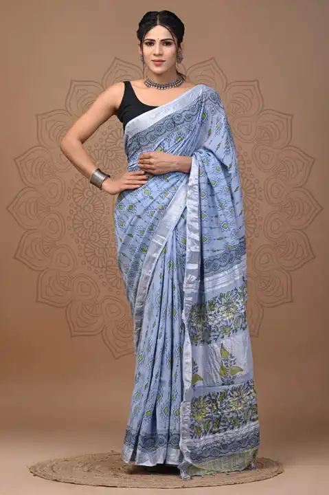 Linen saree  uploaded by Laxmi creations (handicrafts) on 5/6/2023