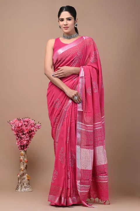 Linen saree  uploaded by Laxmi creations (handicrafts) on 5/6/2023