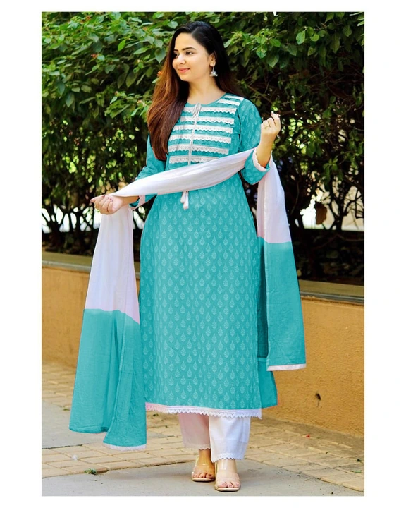 M/38 to XXL/44,Rayon fabric kurti with pant and dupatta  uploaded by Online Ladies Dresses on 5/6/2023