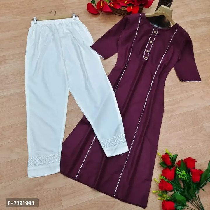 Woman cotton kurti with pant  uploaded by Fashion designer on 5/6/2023