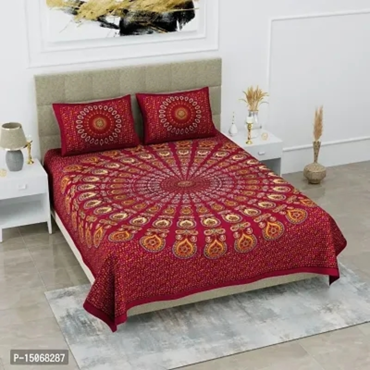 Stunning  Cotton Jaipuri Printed Double Size Bedsheet With 2 Pillow Covers uploaded by Smart Store on 5/6/2023