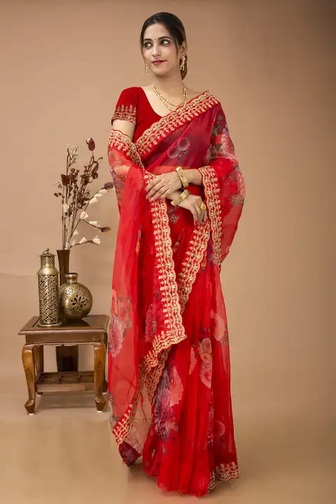 Orgenza saree uploaded by Maa Creation. on 5/6/2023