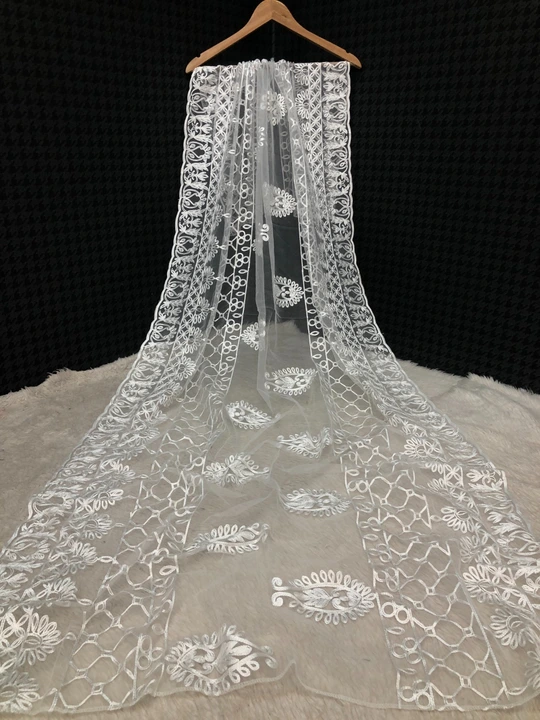 White Embroidery Net Dupatta  uploaded by Miss Lady Fashion on 5/6/2023