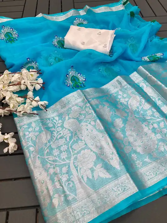 Orgenza saree uploaded by Maa Creation. on 5/6/2023