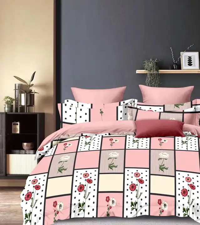 2 quilted pillow covers + 1 bedsheet  uploaded by SONI BLANKETS & BEDSHEETS on 5/6/2023