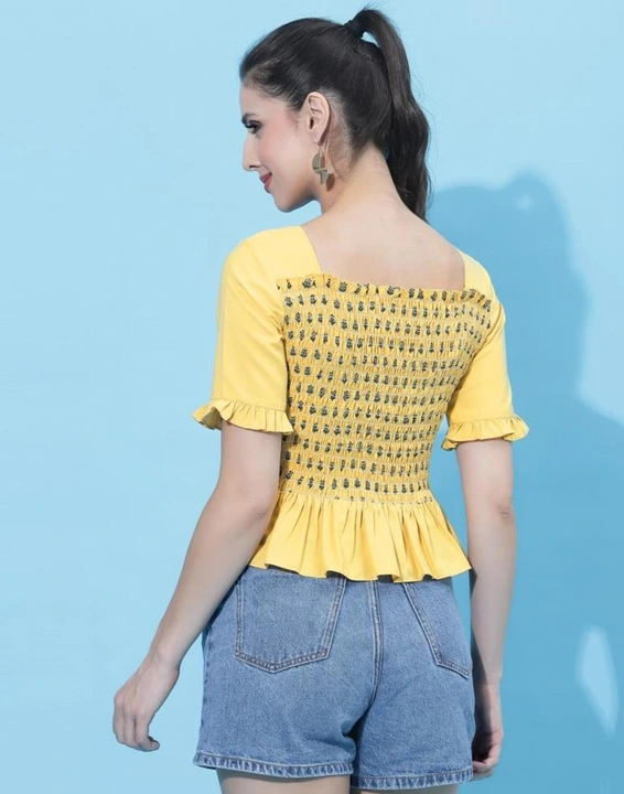 Yellow Smocked top uploaded by Pal enterprise on 5/6/2023
