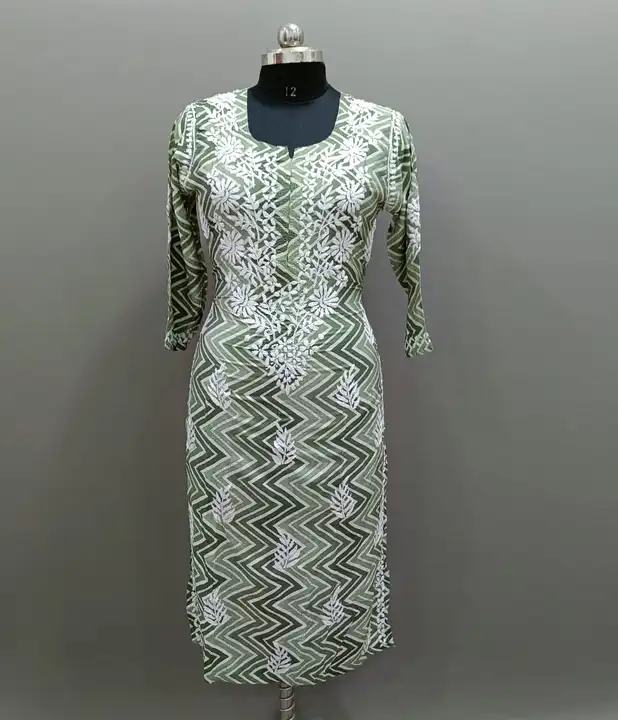 Kurti 
Fabric- marslin print
Size 38 to 46
Length- 47
Ghaas pathi work uploaded by H.A Traders on 5/29/2024