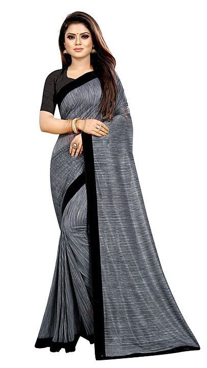 Bansi tex snake laycra grey printed Saree with blouse pice uploaded by business on 7/12/2020