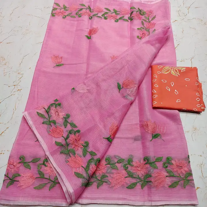 Kota doria embroidery work saree  uploaded by Ansari Handloom on 5/6/2023