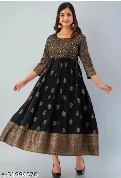 M to XXL, Rayon  in best quality  

☘️ Mirror work at front

☘️Ghera ( circle ) 46 inch

☘️ *Availab uploaded by Online Ladies Dresses on 5/6/2023