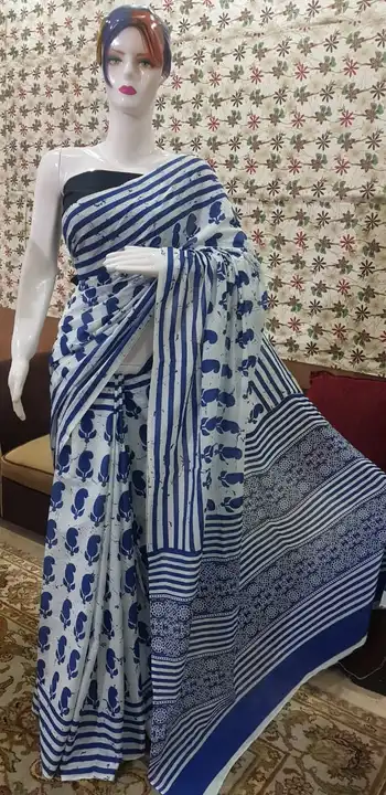 PURE HAND BLOCK PRINT COTTON MULMUL SAREES WITH BLOUSE  uploaded by SHREE GOVIND COLLECTION on 5/6/2023
