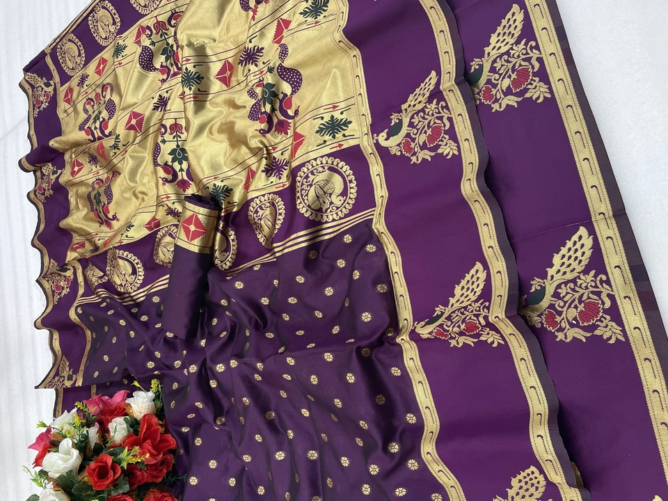 Paithani Silk Saree with Colour Combination  uploaded by UK Weaving on 5/6/2023