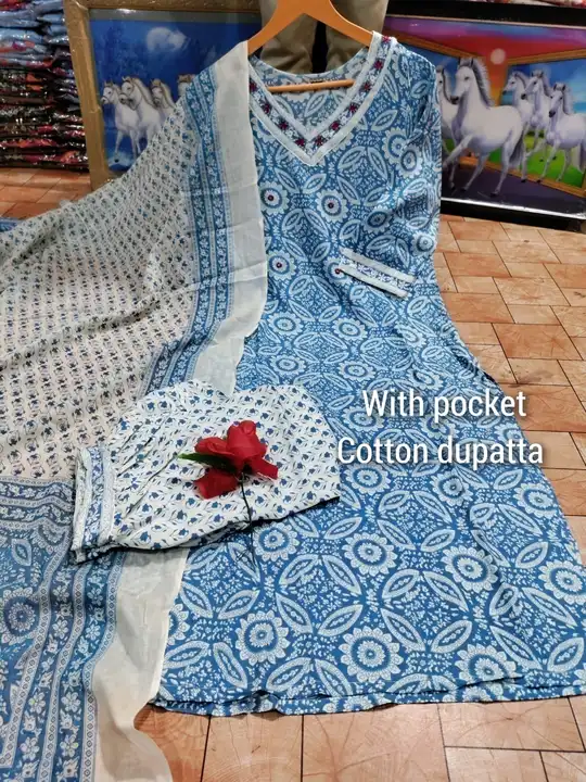 M to XXL, REYON sulv dupatta malmal cotton*    *pant -  Afgani parttan*  *Work-Adda work  detailing* uploaded by Online Ladies Dresses on 5/7/2023