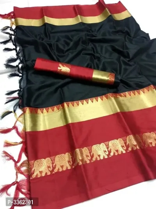 Multicoloured Cotton Silk Jacquard Saree With Blouse Piece  uploaded by Smart Store on 5/29/2024