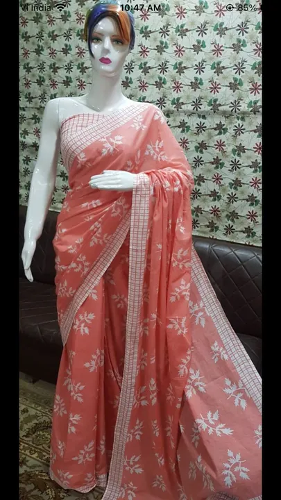 Pure Cotton Mul-Mul saree with blouse  uploaded by business on 5/7/2023