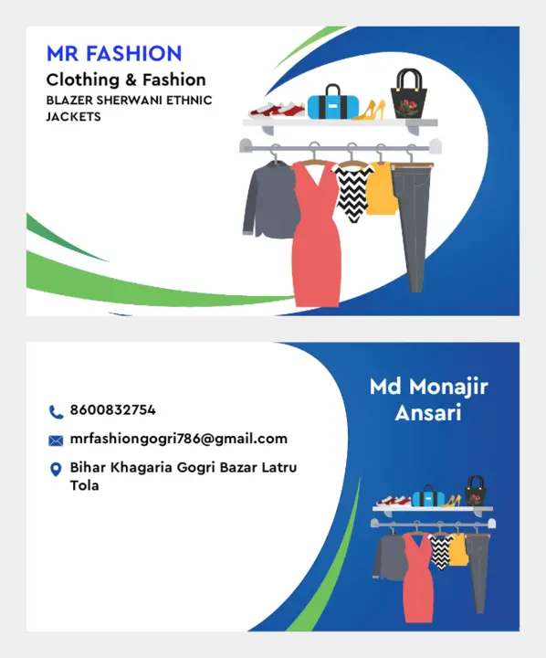 Visiting card store images of MR FASHION