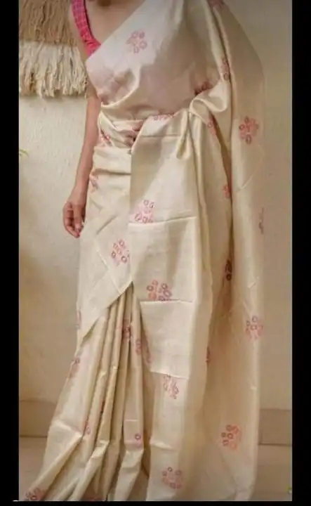 Handloom pure tussar giccha embroidery silk saree  uploaded by Vina Handloom on 5/7/2023