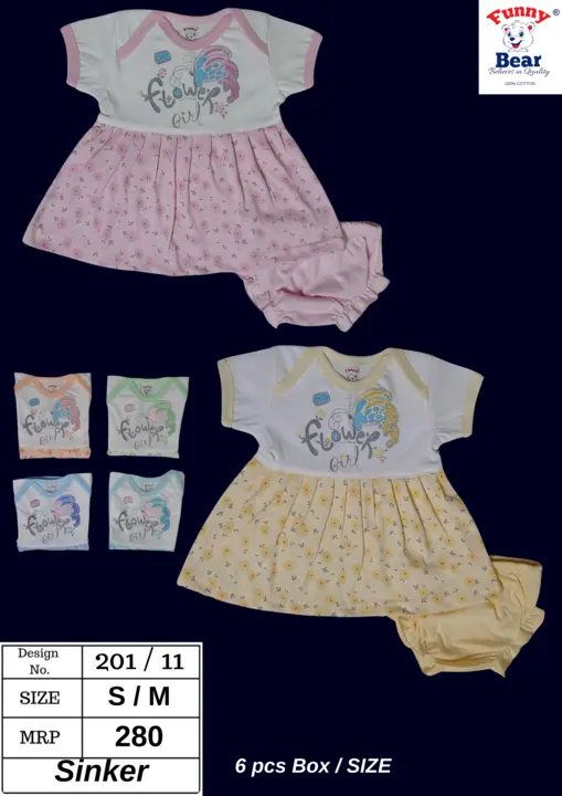 Funny Bear 100% Cotton For Baby Girls Casual Frocks with Panty / Bloomer uploaded by Priya Hosiery  on 5/7/2023