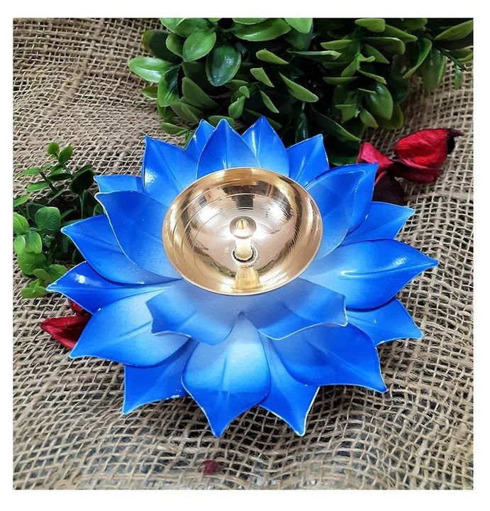 Multi color metal brass lotus Deepak 6 inches (Big) uploaded by RR TRADING COMPANY on 3/8/2021