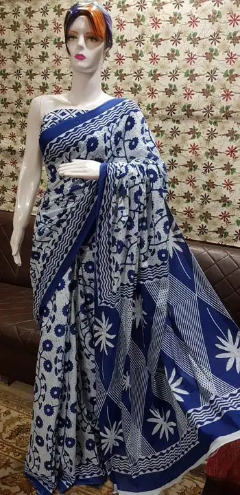 💥💥Cotton molmol saree Hand block print All sarees with designer blouse 🥳🥳 uploaded by Ayush Handicarft on 5/7/2023