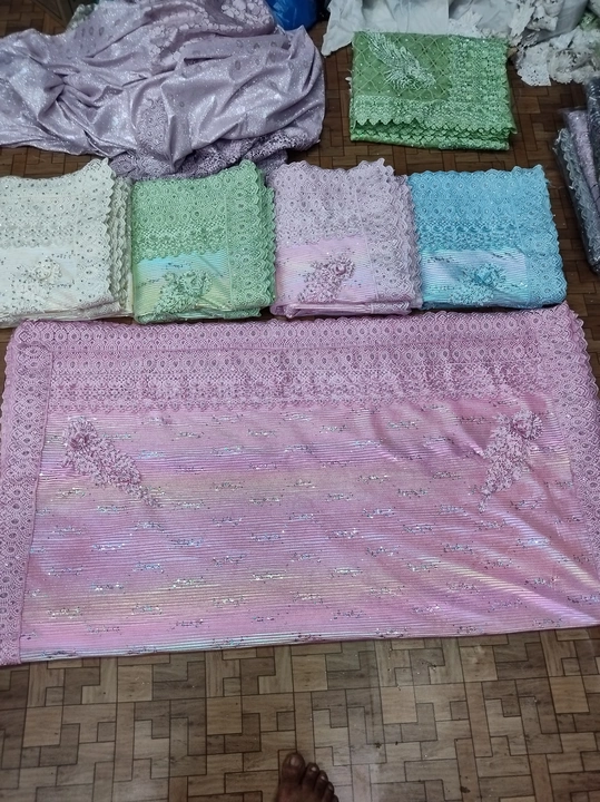 Lace border and stone work sarees uploaded by business on 5/7/2023