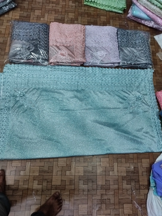 Lace border and stone work sarees uploaded by Apna clothes shop on 5/7/2023
