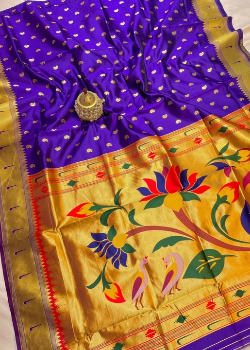 Lotus muniya paithani soft silk saree uploaded by business on 5/7/2023