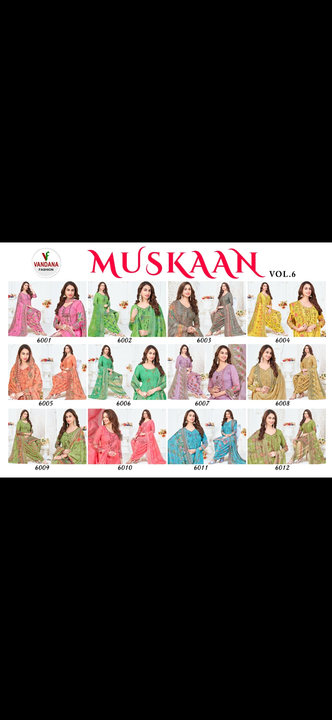 Muskan cotton printed dress material 12 pis set uploaded by Heena fashion house on 5/7/2023