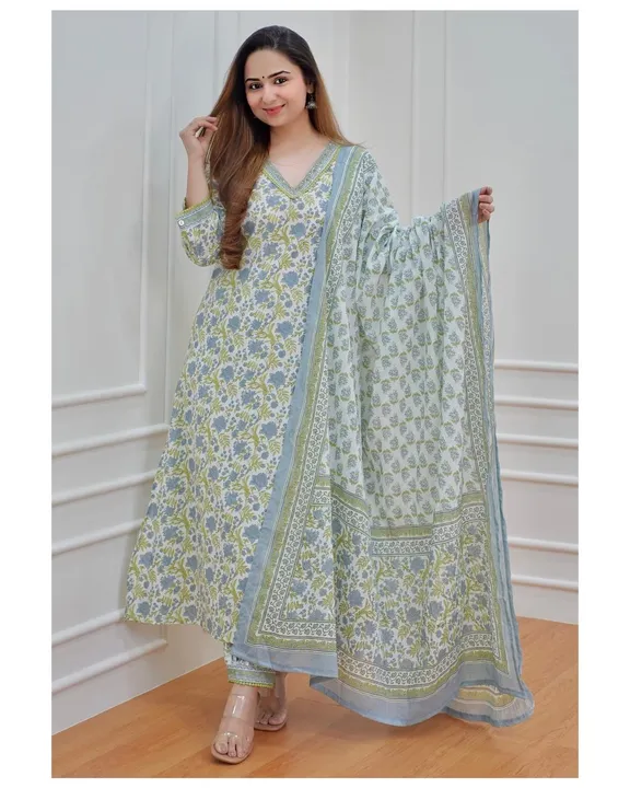 M to XXXL, cotton kurta with pockets on both sides of the kurta and pleated salwar  and soft cotton  uploaded by Online Ladies Dresses on 5/7/2023