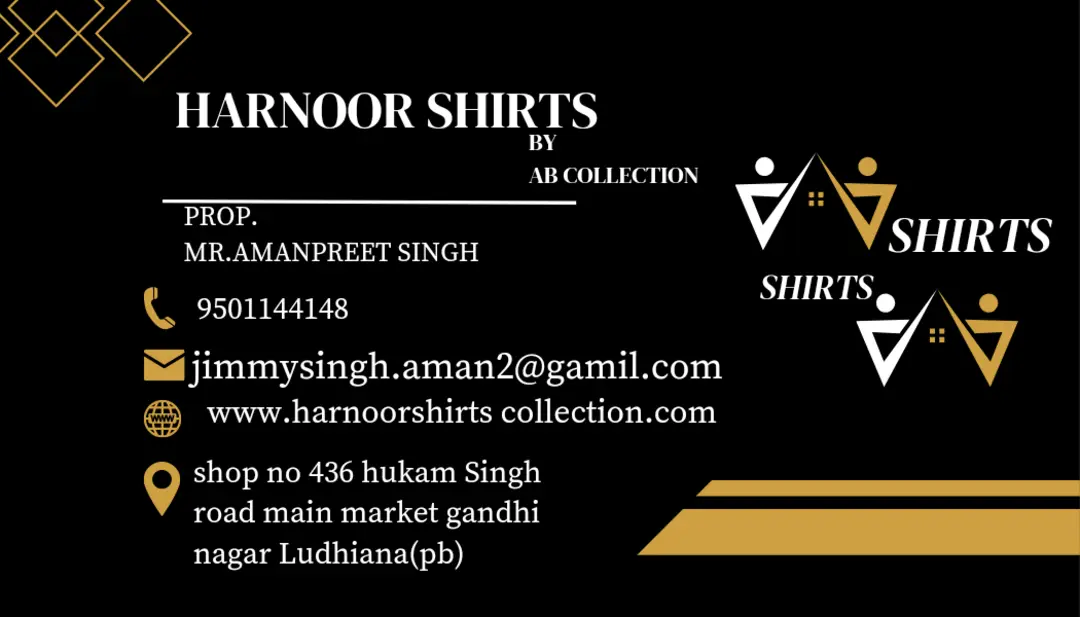Visiting card store images of HARNOOR SHIRTS BY AB COLLECTION