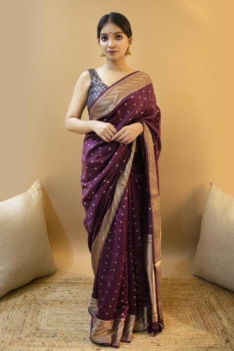 Latest purple lichi silk saree uploaded by business on 3/9/2021