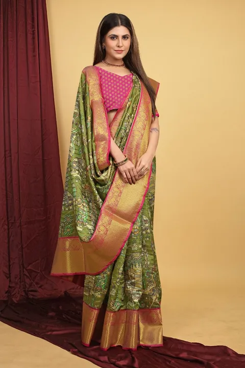 Kalamkari digital print saree uploaded by Miss Lifestyle on 5/7/2023