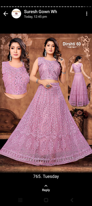 Post image I want 50+ pieces of Lehenga at a total order value of 50000. Please send me price if you have this available.