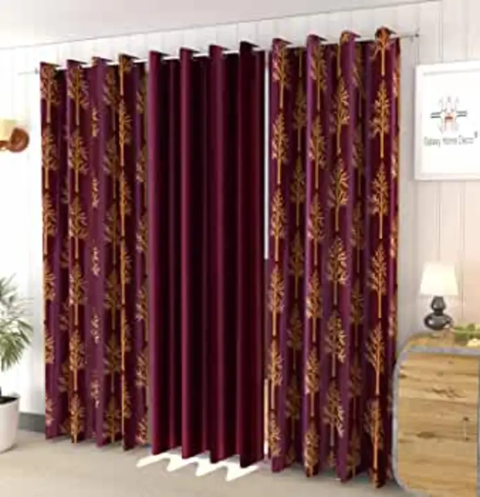  3 Piece Premium Curtains Tree Printed and Plain Curtains  uploaded by Umang traders  on 5/8/2023