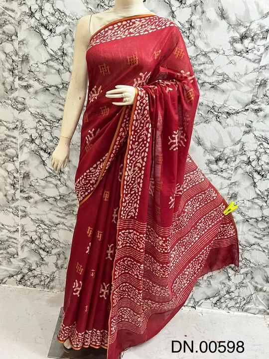 Linen batik print saree  uploaded by Goverdhan Silk  on 5/8/2023