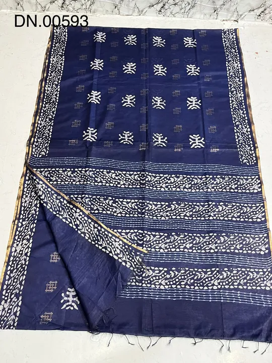 Linen batik print saree  uploaded by business on 5/8/2023