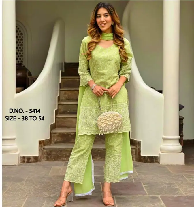 Beautiful designer kurti and pant with dupatta  uploaded by business on 5/8/2023