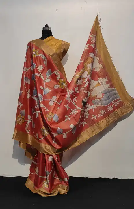 Pure Tussar Silk Handpainted Kalamkari Saree  uploaded by Anshul Creations on 5/8/2023