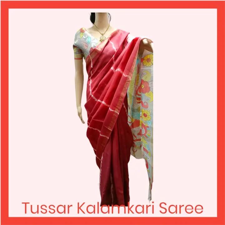 Pure Tussar Silk Handpainted Kalamkari Saree  uploaded by Anshul Creations on 5/8/2023