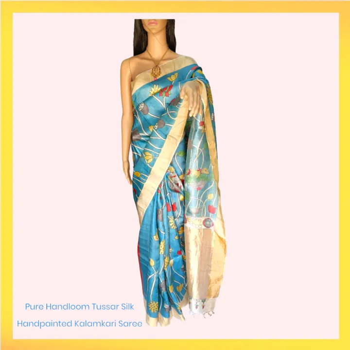 Pure Tussar Silk Handpainted Kalamkari Saree  uploaded by business on 5/8/2023