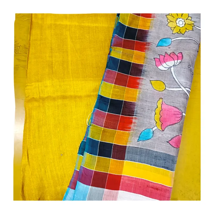 Pure Handloom Tussar Top with Handpainted Kalamkari Dupatta with bottom  uploaded by Anshul Creations on 5/8/2023