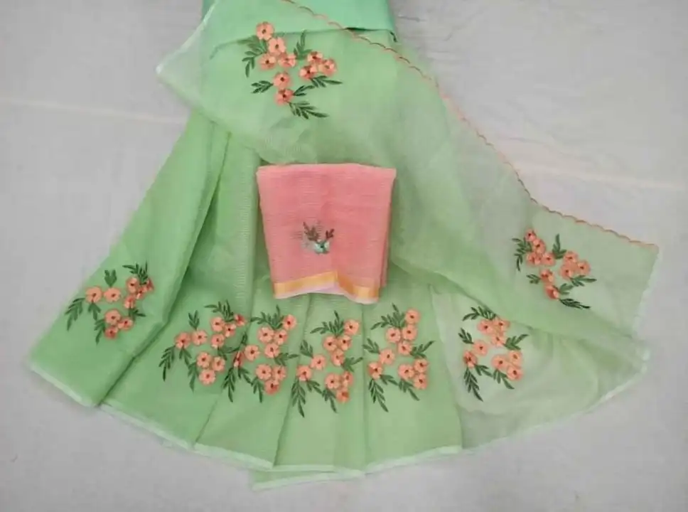 Kota doria embroidery work saree  uploaded by Ansari Handloom on 5/8/2023