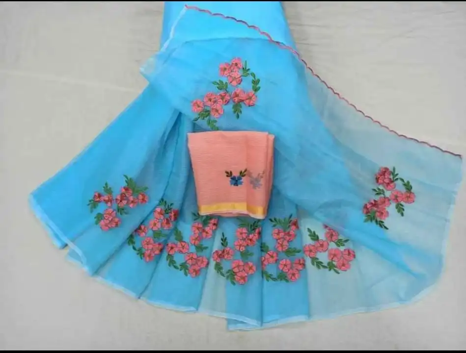 Kota doria embroidery work saree  uploaded by Ansari Handloom on 5/8/2023