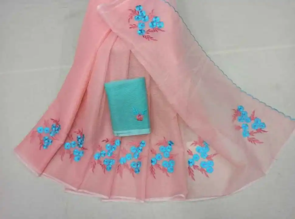 Kota doria embroidery work saree  uploaded by Ansari Handloom on 5/8/2023