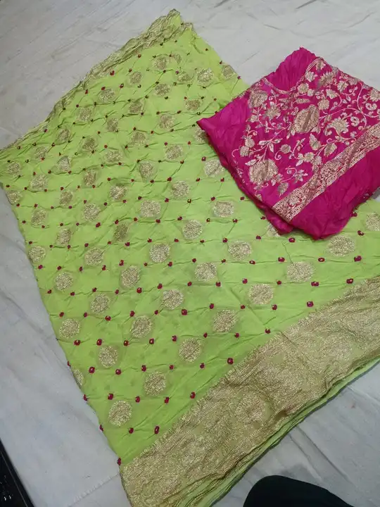 Pure viscos gorget bandhej saree uploaded by business on 5/8/2023